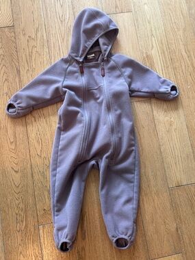 Cozy Hooded Fleece One-Piece in Dusty Lavender for Kids
